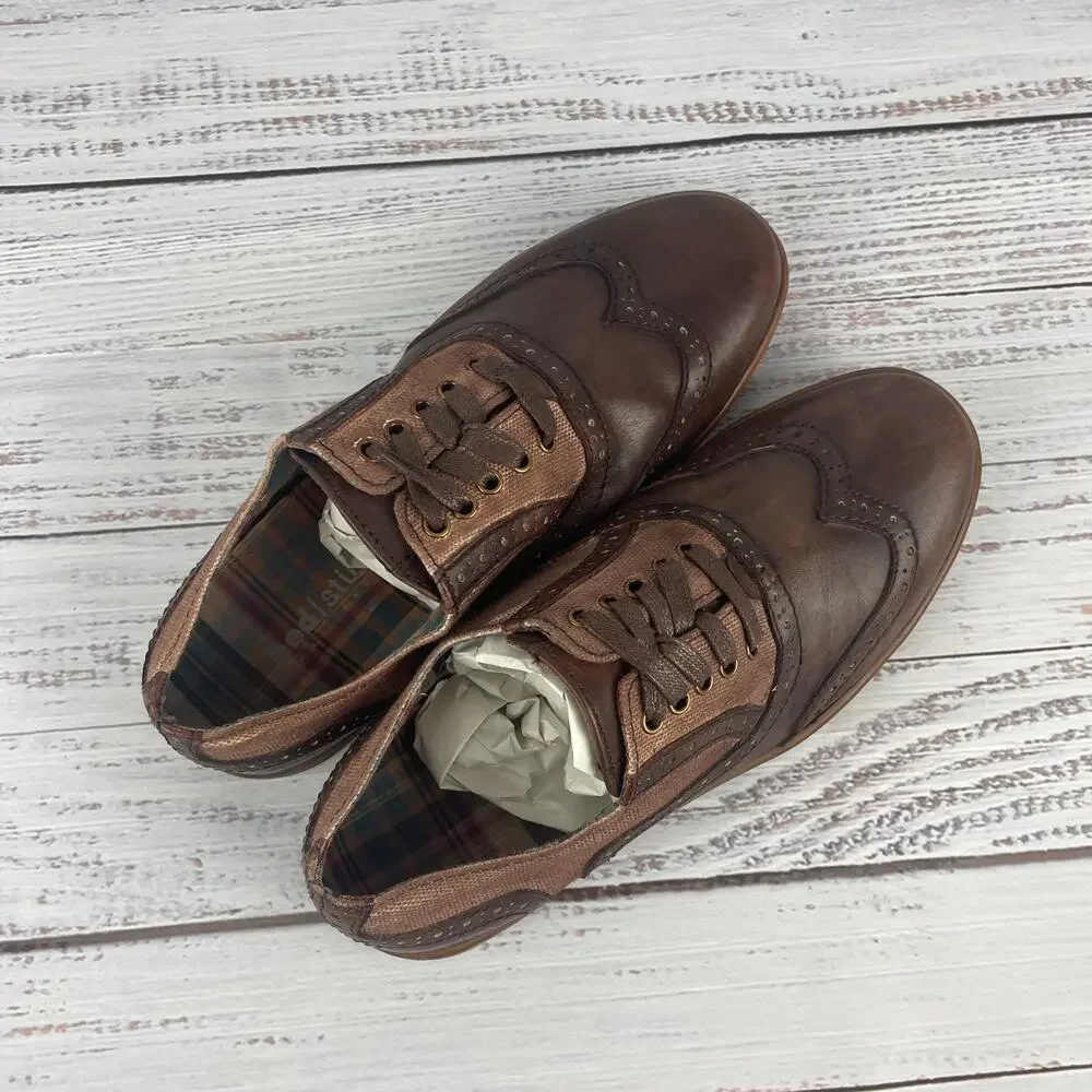Bed Stu Quinn Mens Sz 9.5 Oxford Shoes Wingtip Brown Lea